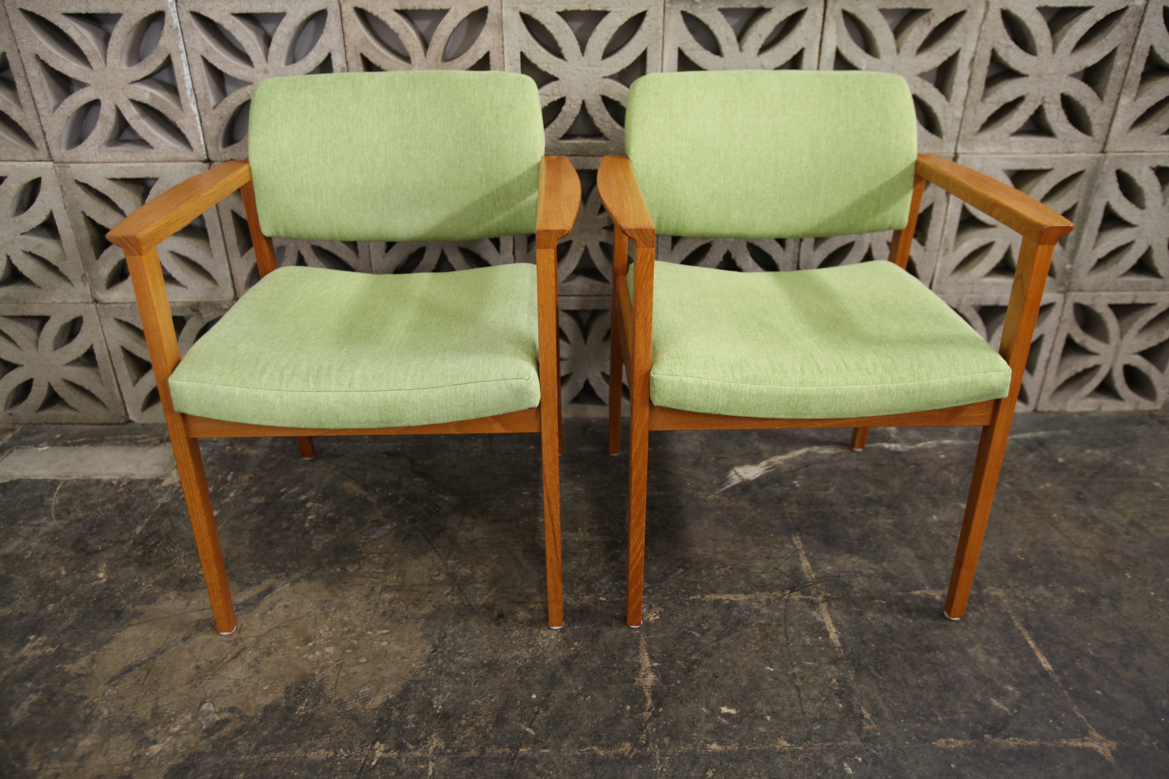 Vintage Teak Arm Chair w/ New Fabric (24.75"W x 24"D x 30.5"H)