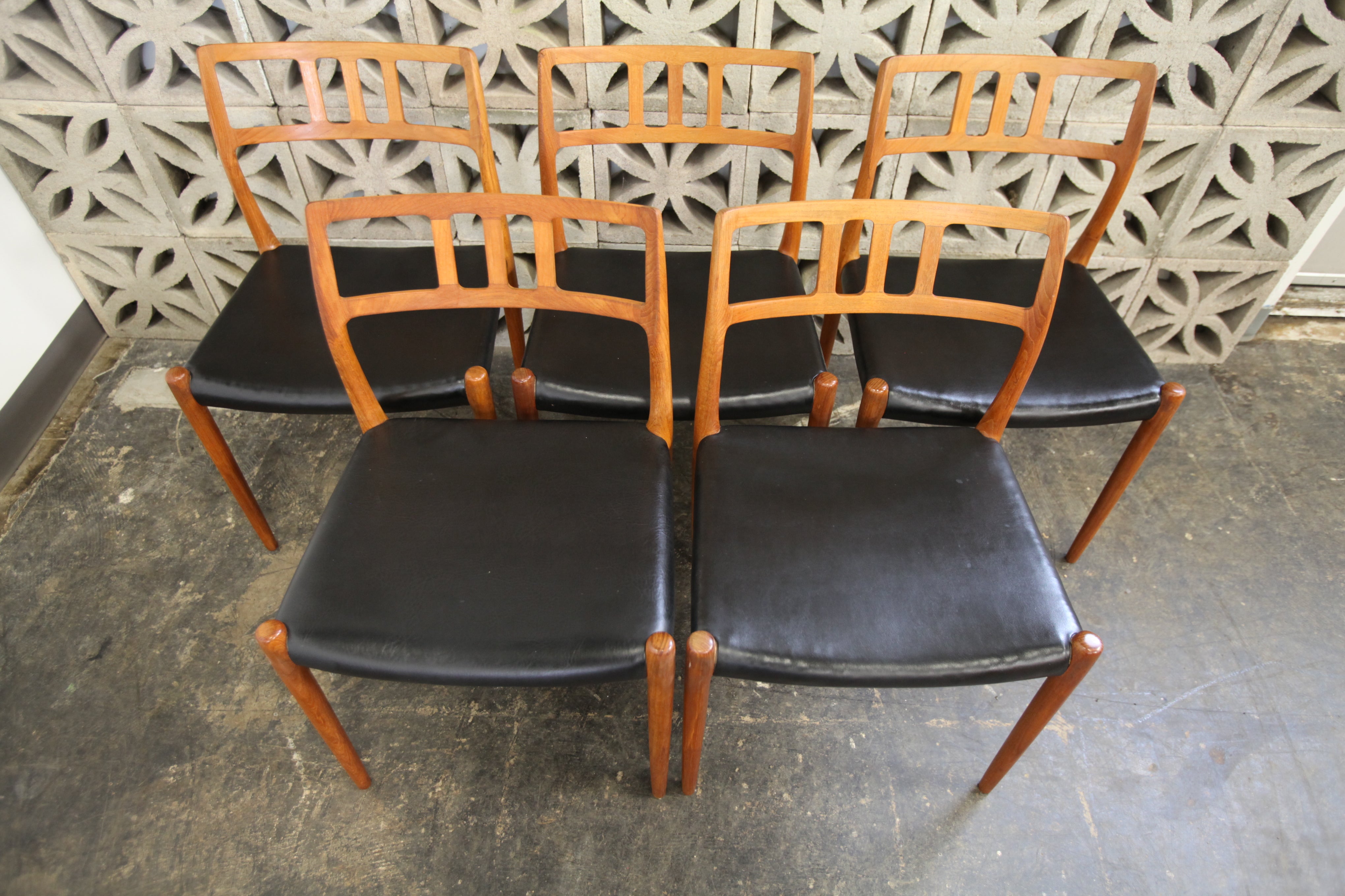 Rare Set of 5 Vintage JL Moller Model #79 Teak Chairs