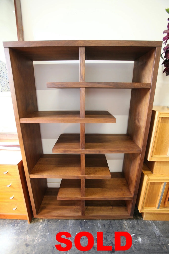 Crate & Barrel Walnut Elevate Bookshelf / Divider (44"W x 16"D x 68.5"H)