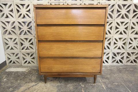 Vintage 4 Drawer Walnut Tallboy Dresser (34"W x 18"D x 42"H)