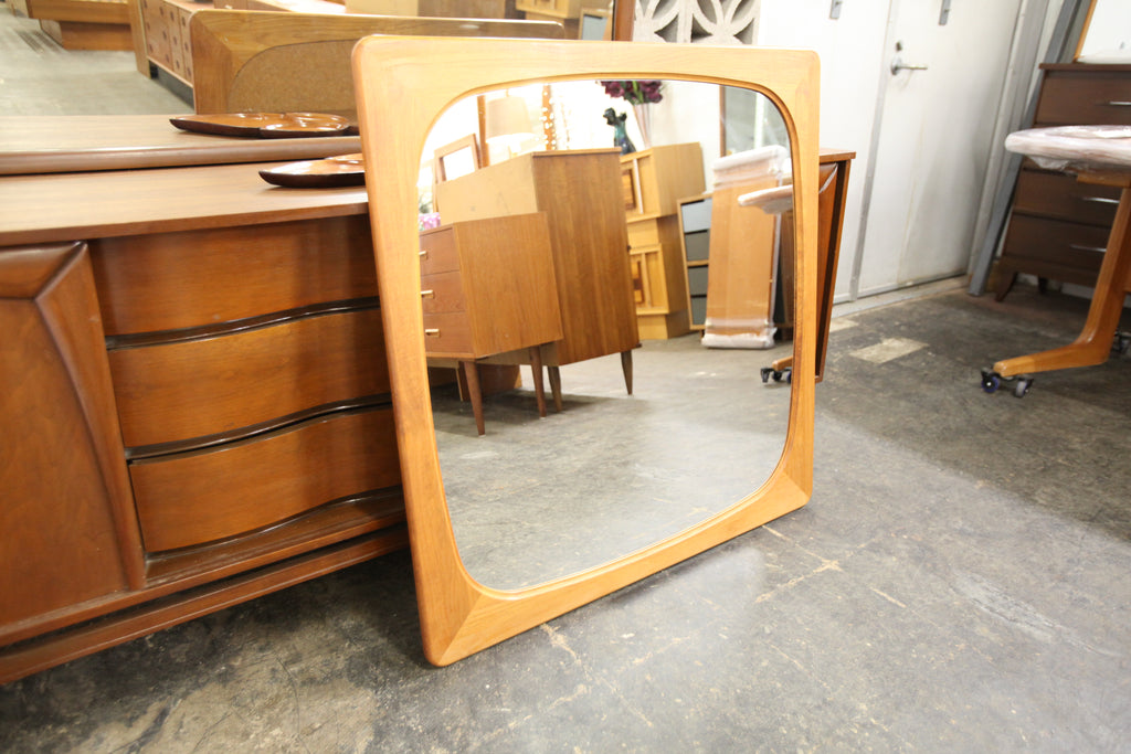 Unique Vintage Larger Danish Teak Mirror. (40" x 40")