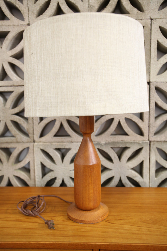 Vintage Teak Lamp  (24"H x 15" Dia.)