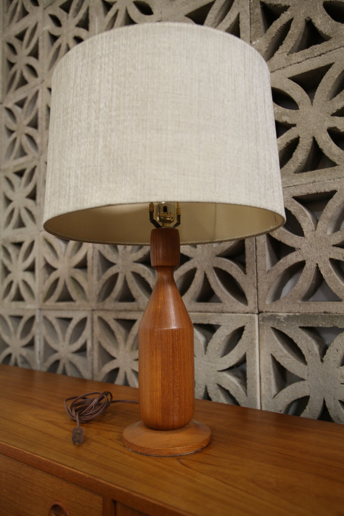 Vintage Teak Lamp  (24"H x 15" Dia.)