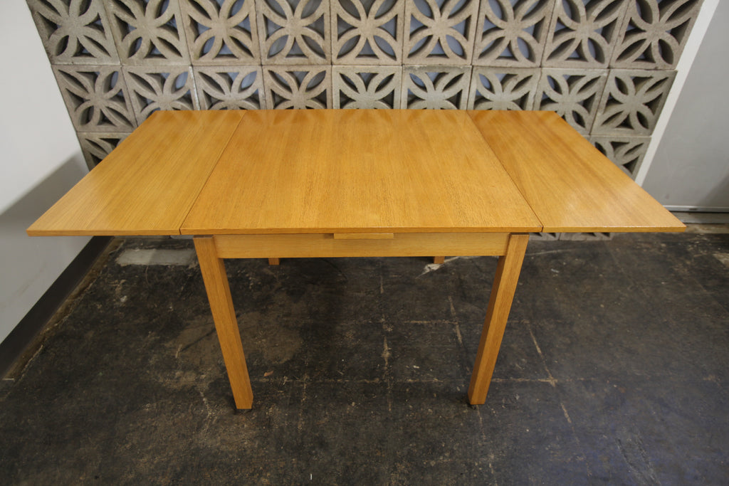 Vintage Square Wood Dining Table w/ Pullout Leaf Extensions