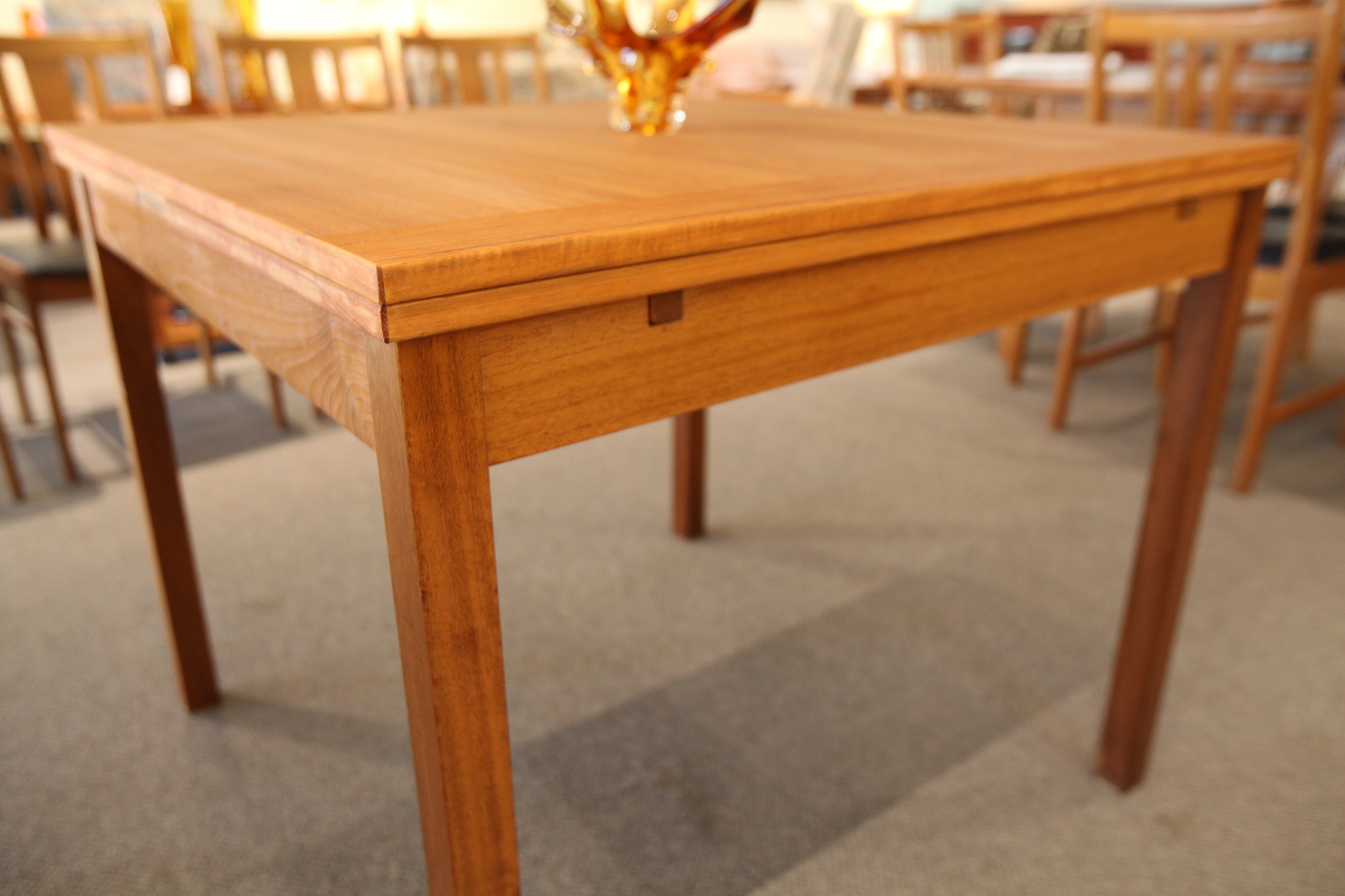 Vintage Danish Teak Square Table w/ Pull Out Extensions (67" x 35.5") or (35.5x35.5)
