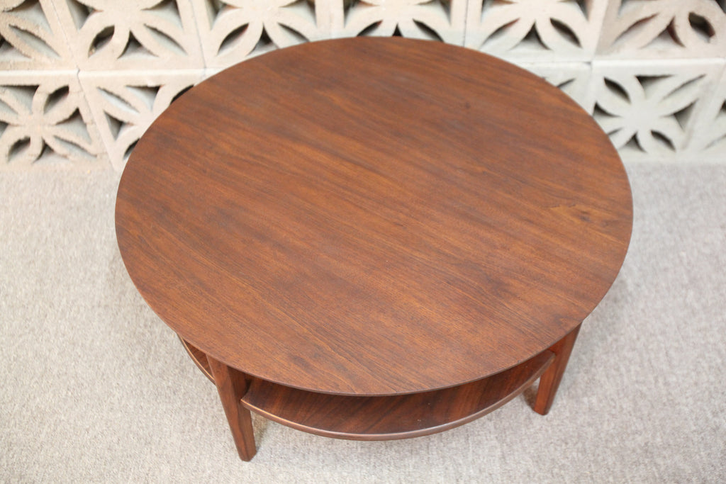 Vintage Gibbard Round Walnut Coffee Table (34" Dia x 16"H)