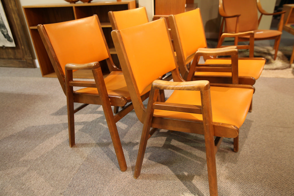 Set of 2 Vintage Walnut Arm Chairs