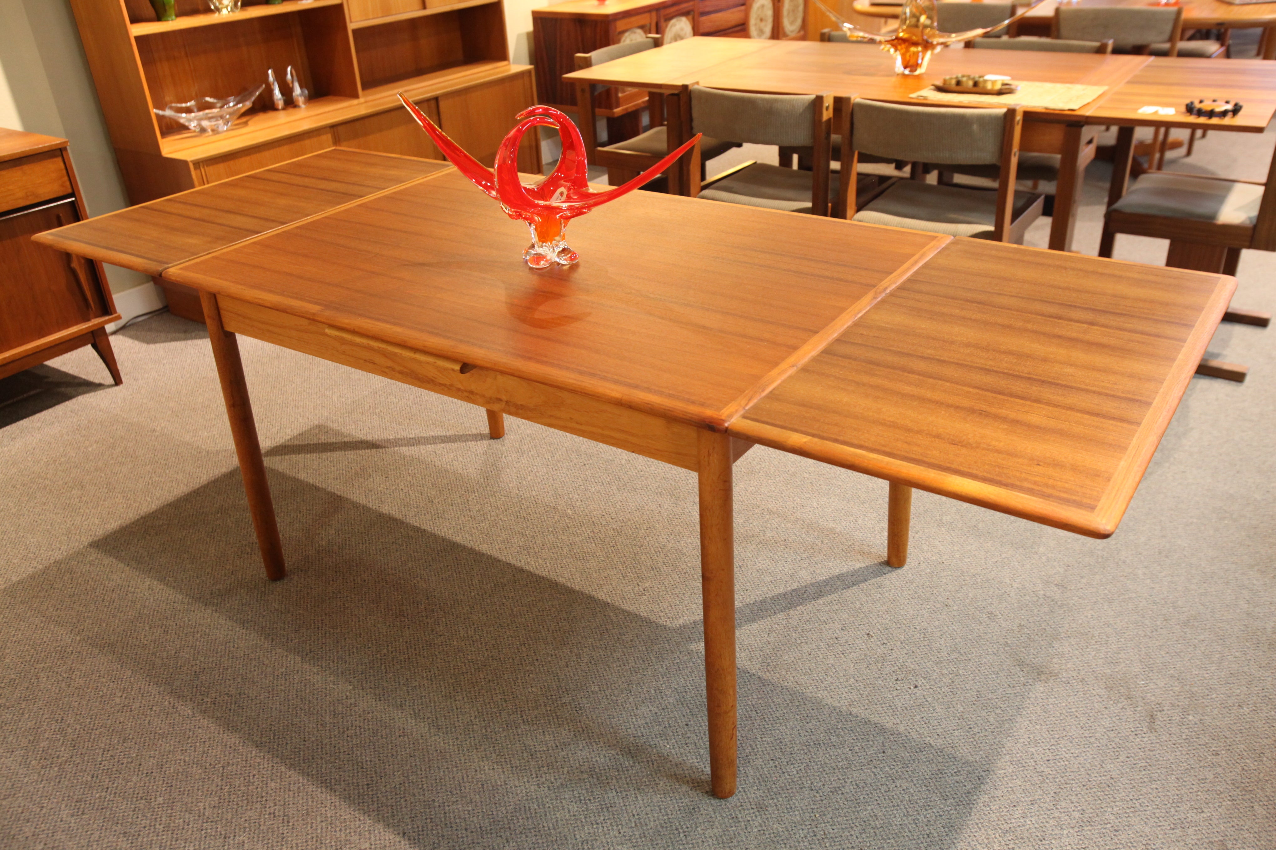 Vintage Danish Teak Extension Dining Table (49.5" x 33.5" x 29"H) or (86.5" x 33.5" x 29"H)