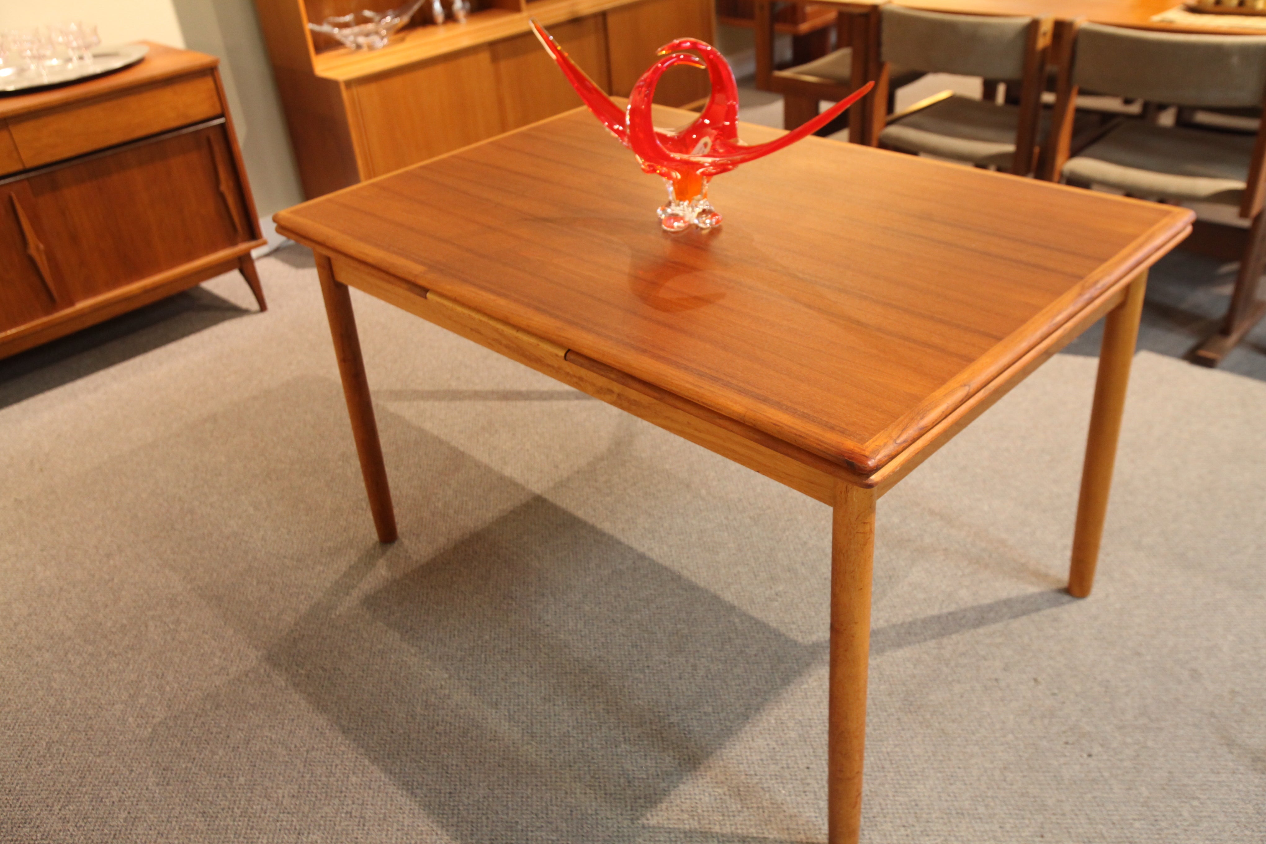 Vintage Danish Teak Extension Dining Table (49.5" x 33.5" x 29"H) or (86.5" x 33.5" x 29"H)