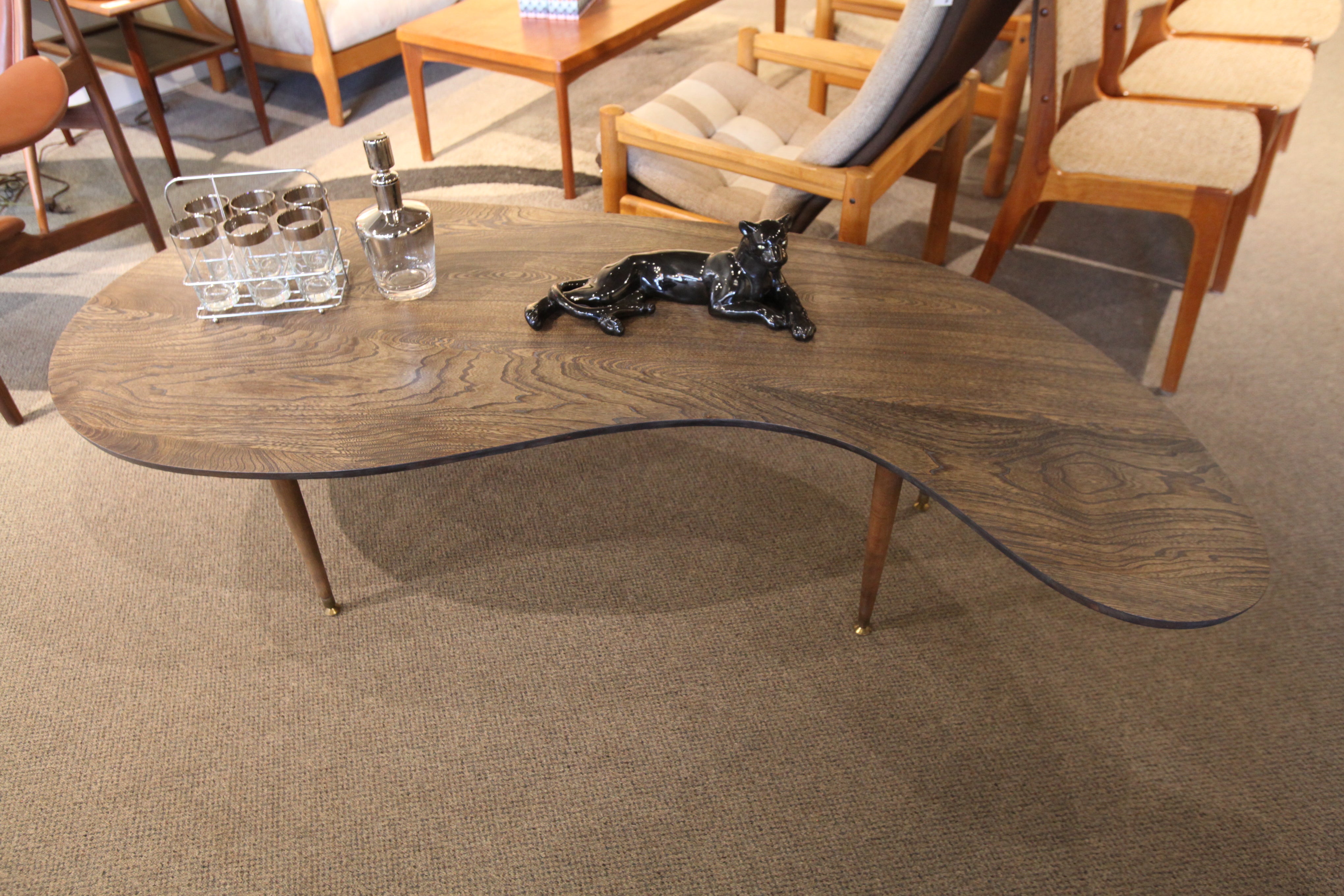 Very Cool Vintage Kidney Shaped Coffee Table (Approx 73" x 33" x 17"H)