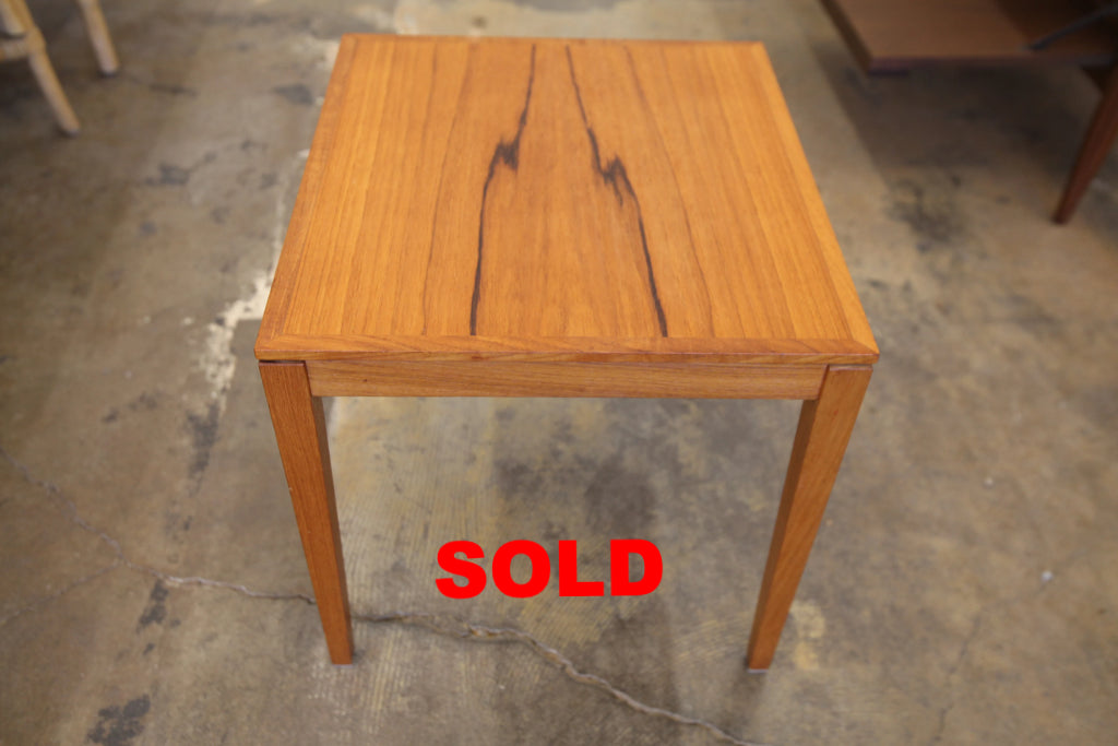 Vintage Small Teak Side Table by Bent Silberg (17.25" x 15.75" x 15.75"H)