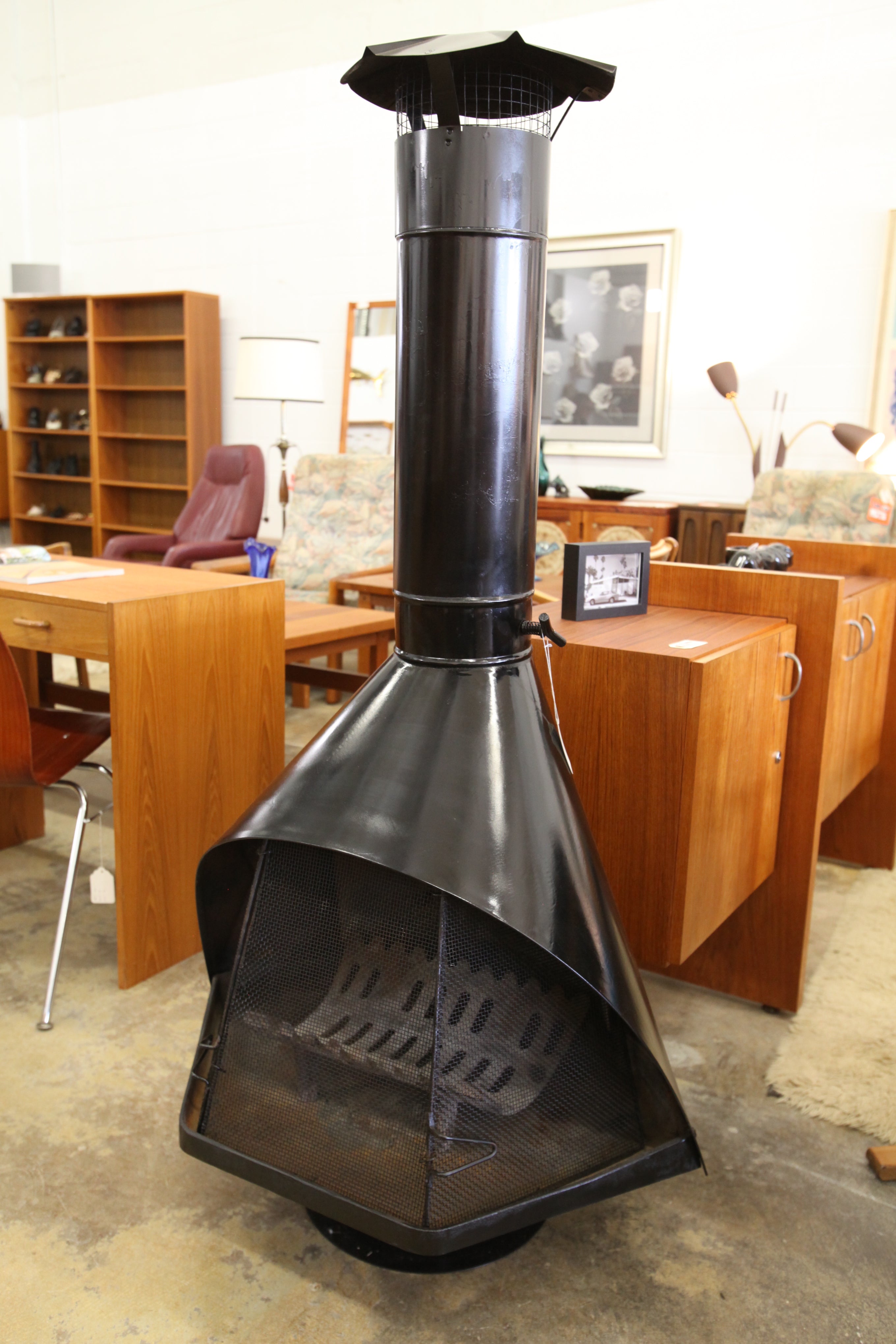 Hard to Find Vintage Black Mid Century Fireplace (wood burning) (31"Wx58"Hx22"D)