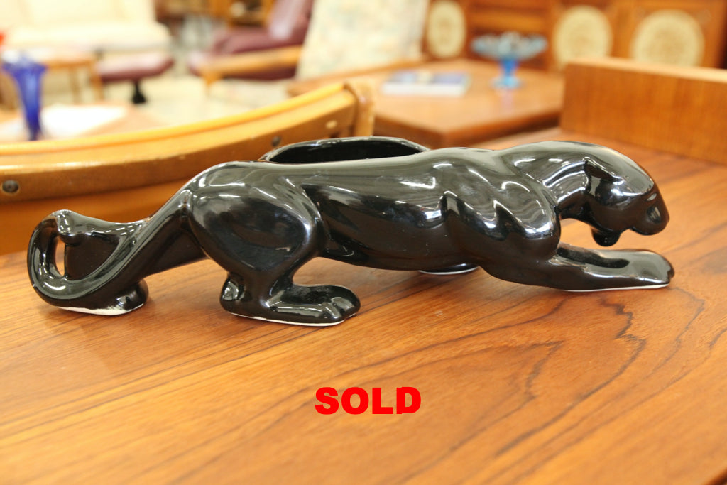 Vintage Ceramic Black Panther (15" in Length)