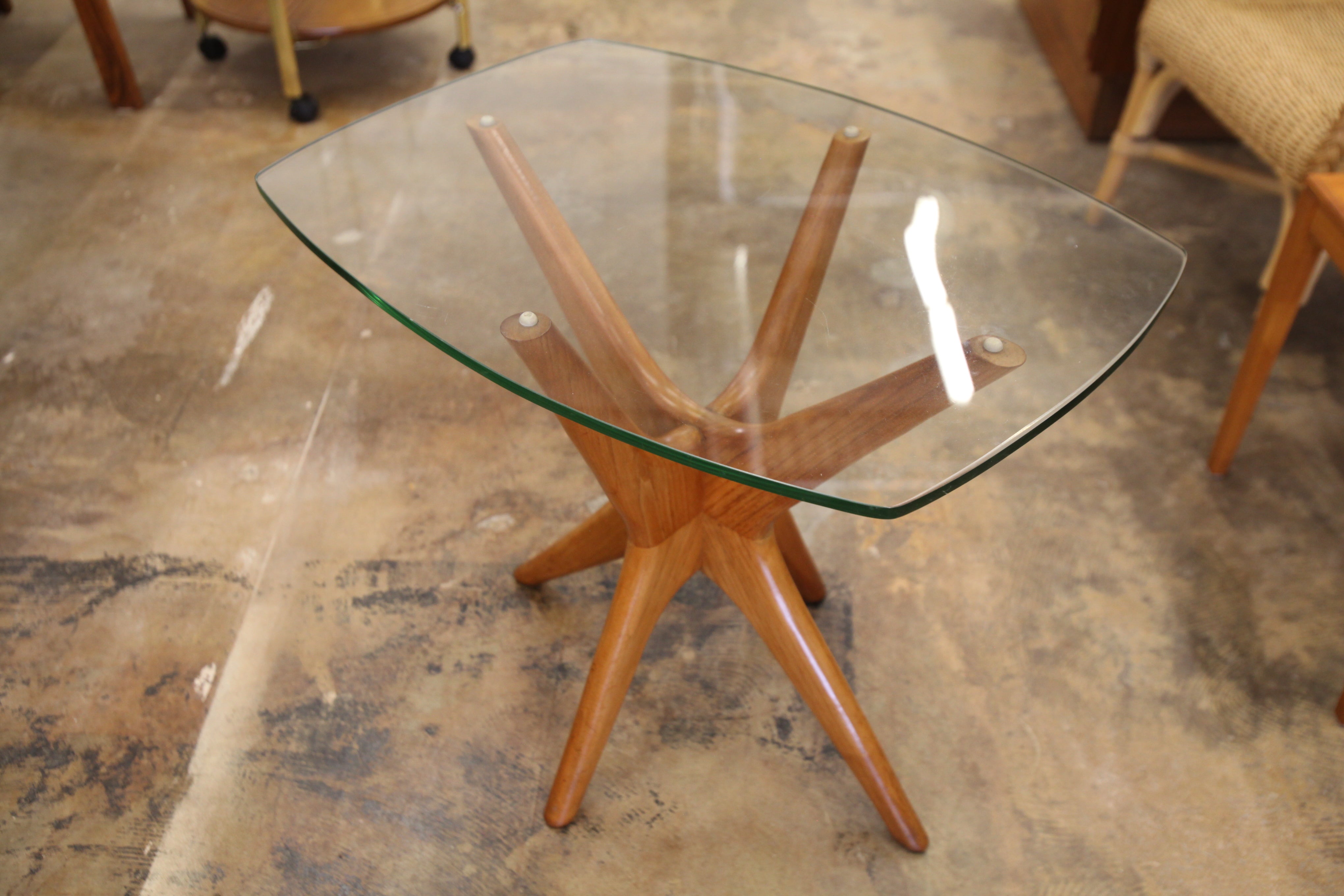 Vintage Adrian Pearsall Style Glass Top Side Table (25" x 19" x 22"H)