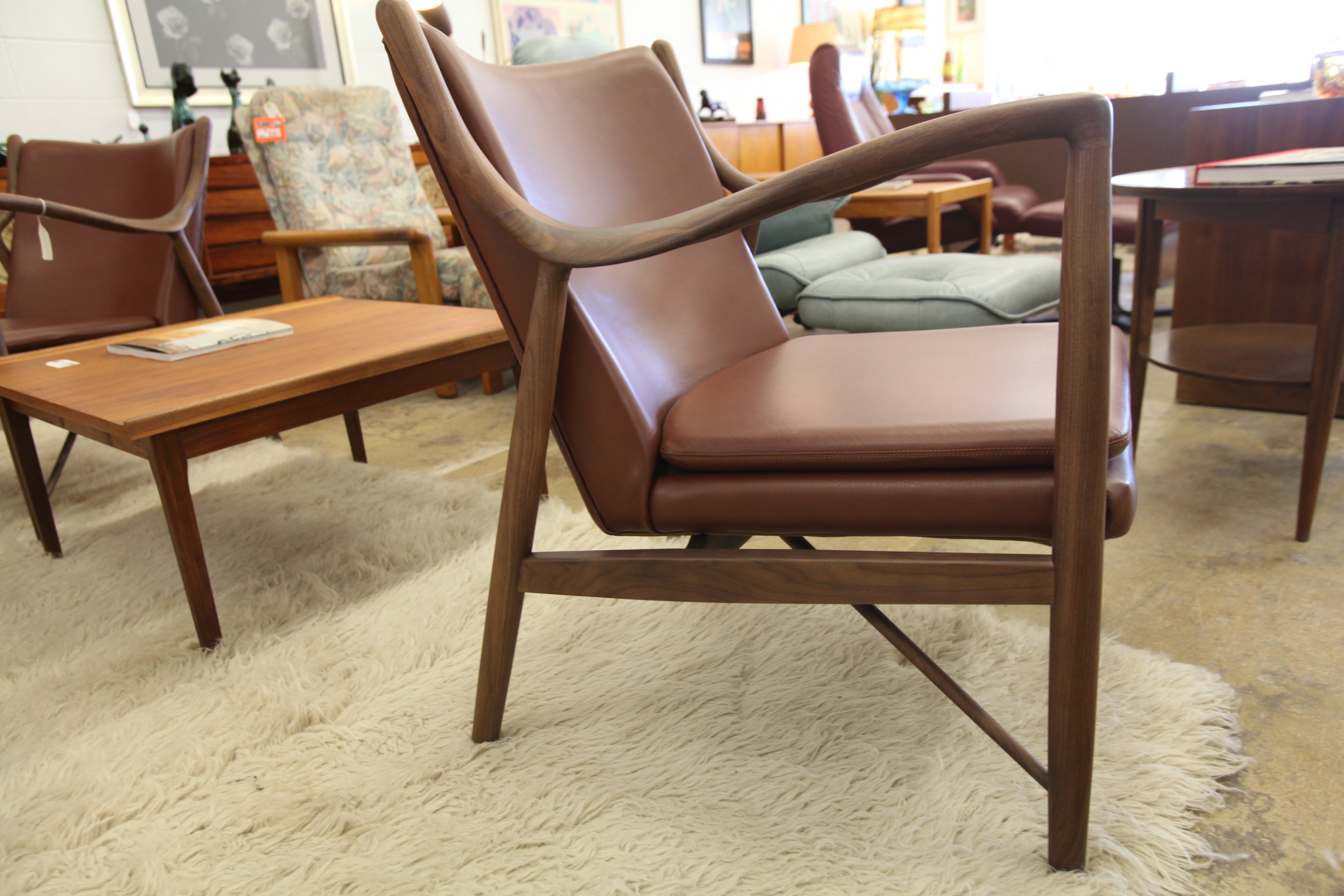 Fabulous Walnut / Leather Finn Juhl Replica NV45 Chair (27.75"W x 31"H x 30"D)