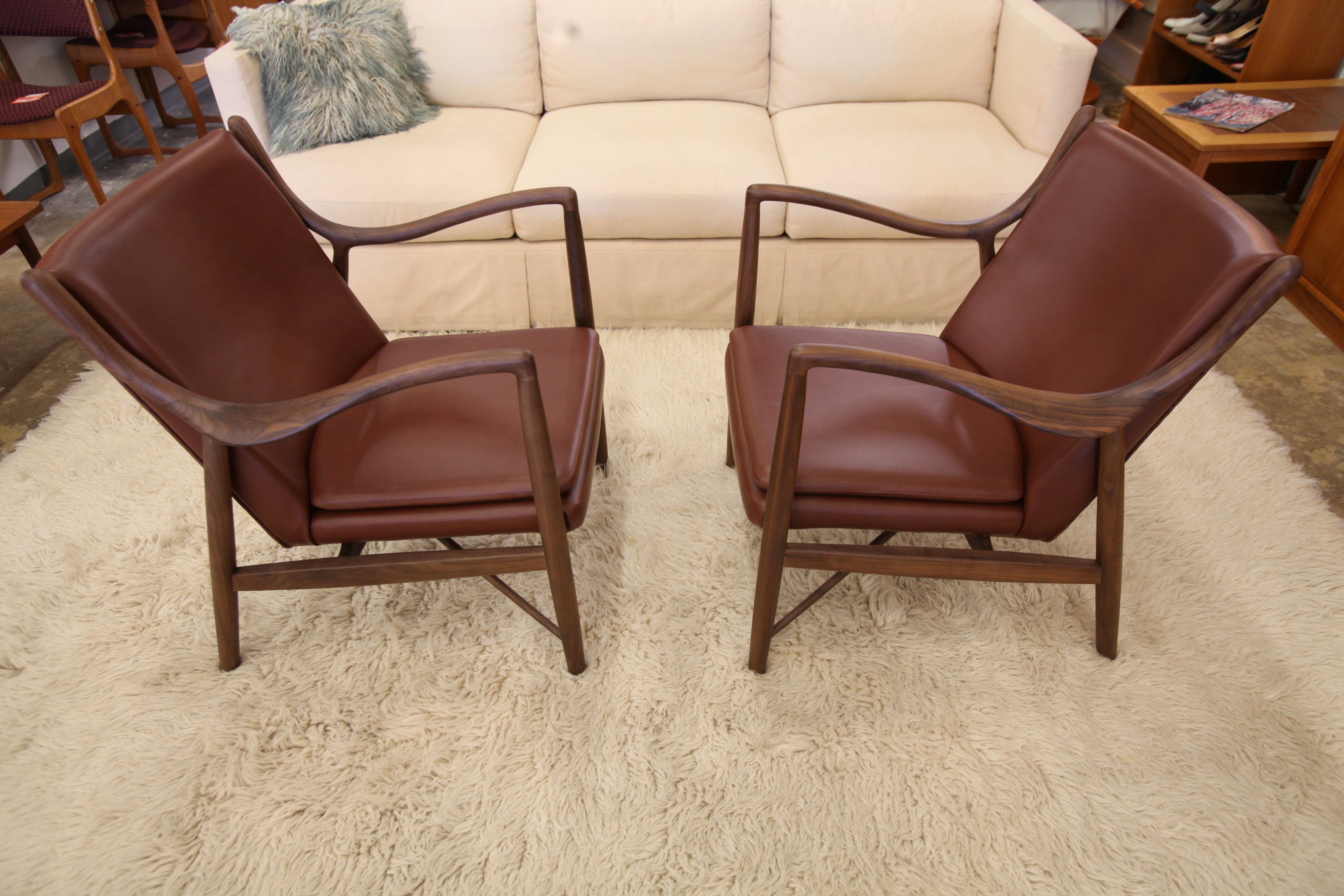 Fabulous Walnut / Leather Finn Juhl Replica NV45 Chair (27.75"W x 31"H x 30"D)