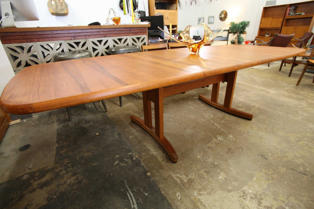 Large Vintage Teak Dining Table w/ 2 Leafs (108" x 42") or (69.5" x 42")