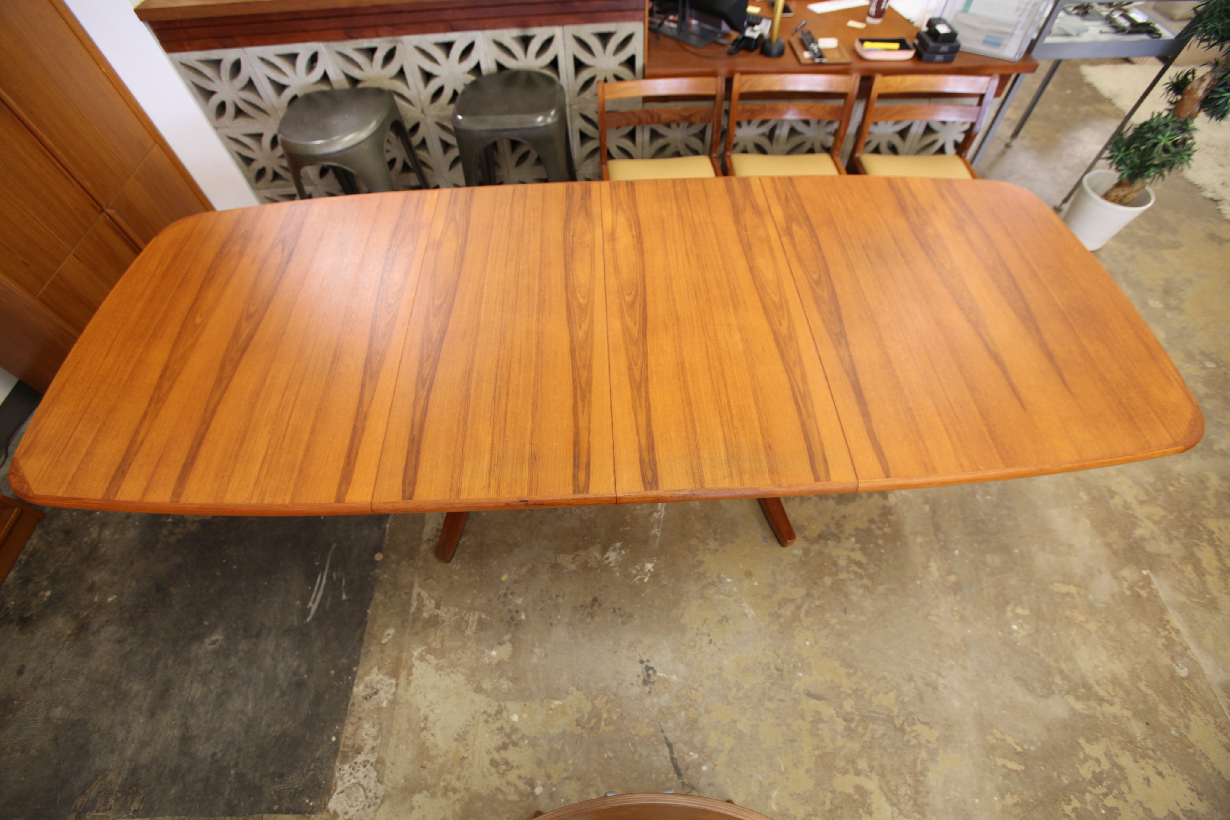 Large Vintage Teak Dining Table w/ 2 Leafs (108" x 42") or (69.5" x 42")
