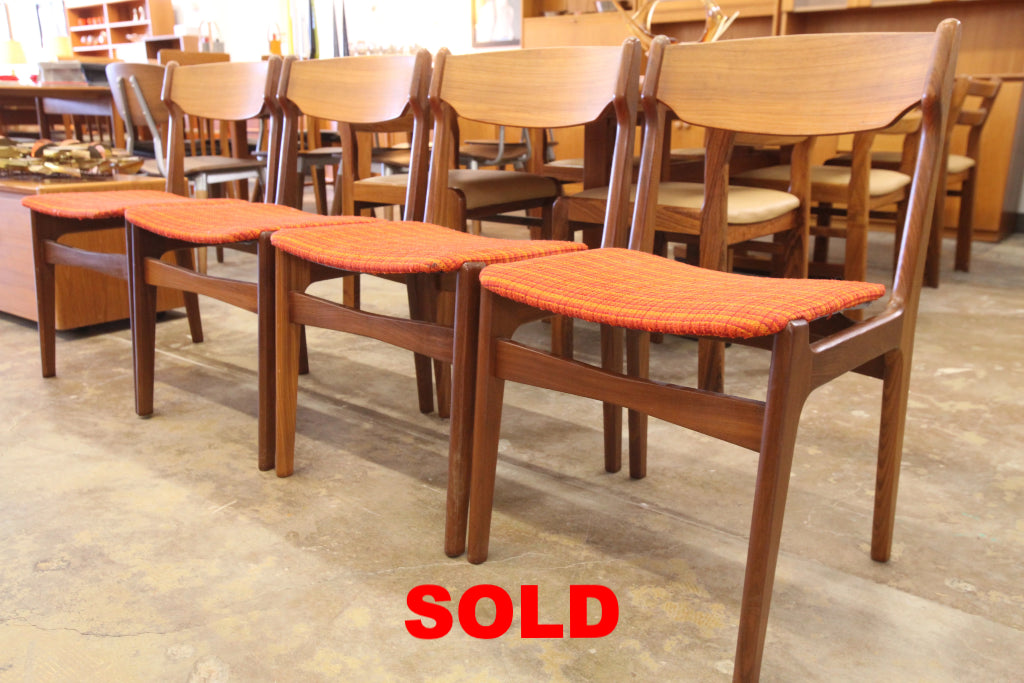 Set of 4 Danish Wood Back Floating Style Dining Chairs