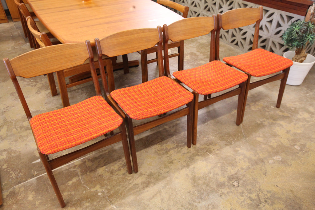 Set of 4 Danish Wood Back Floating Style Dining Chairs