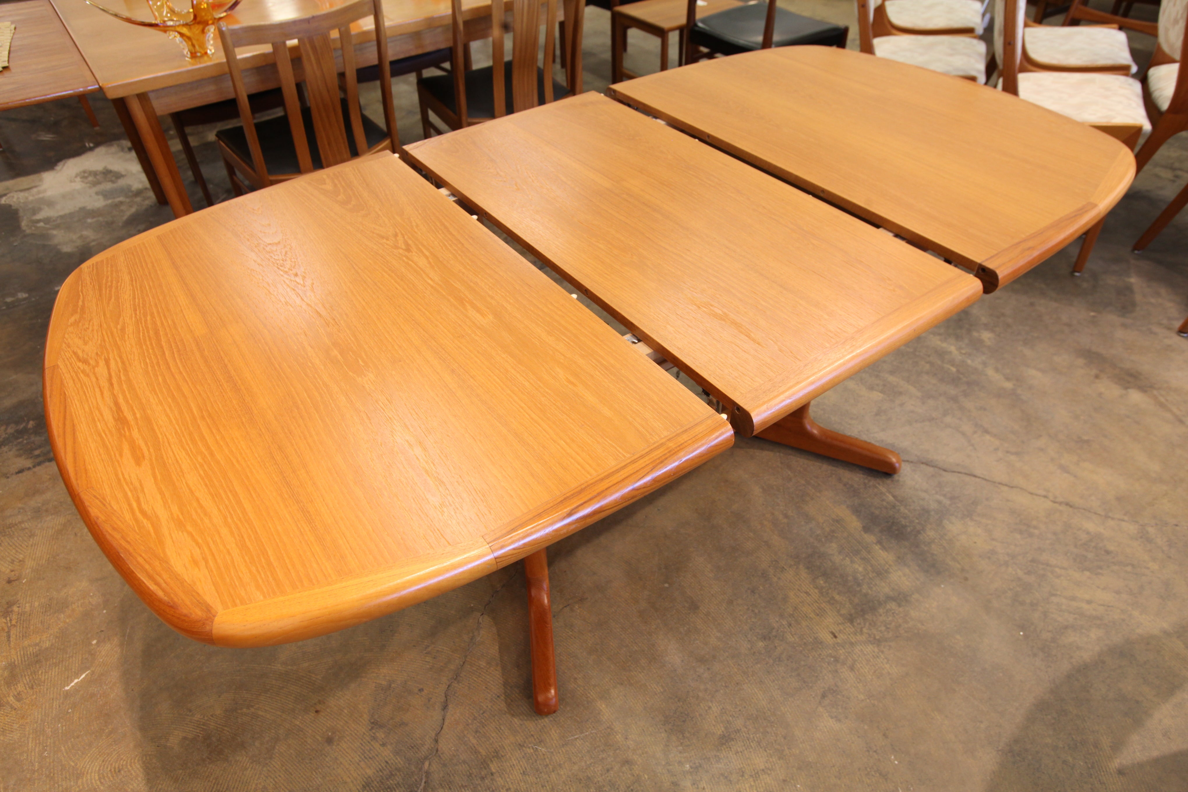 Vintage Teak Dining Table w/ One Leaf (53.5"L x 39.25"W) or (72"L x 39.25"W)