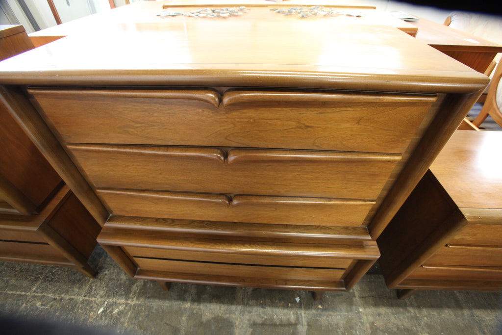 Beautiful Vintage Walnut Tallboy Dresser (38.25"W x 17.75"D x 47.5"H)