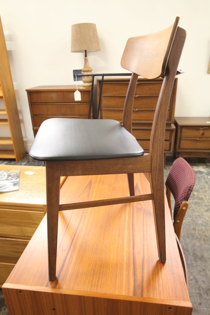 Set of 4 Vintage Teak/Walnut Wood Back Dining Chairs