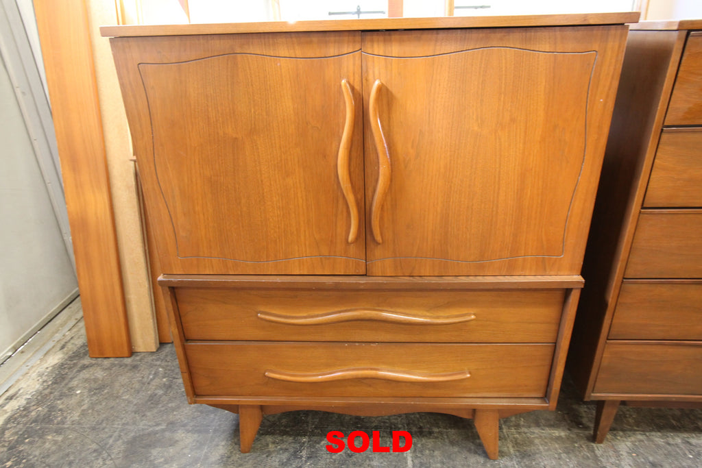 Unique Vintage Walnut Armoire Dresser (40"W x 20"D x 46"H)
