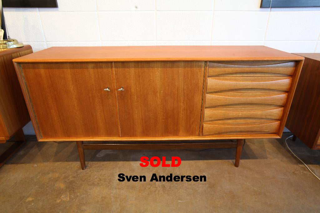 Vintage Danish Teak Credenza by Sven Andersen for Stavanger (61"W x 18"D x 31"H)