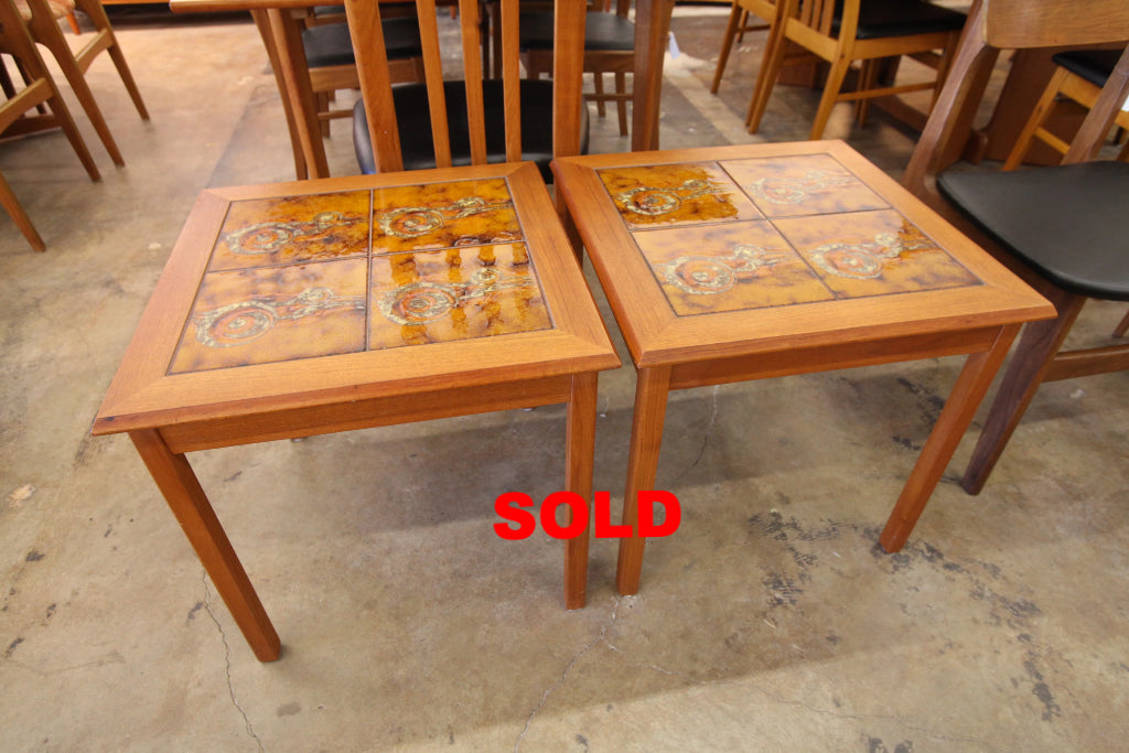 Vintage Danish Teak/Tile Side Table (20.5" x 20.5" x 20"H)