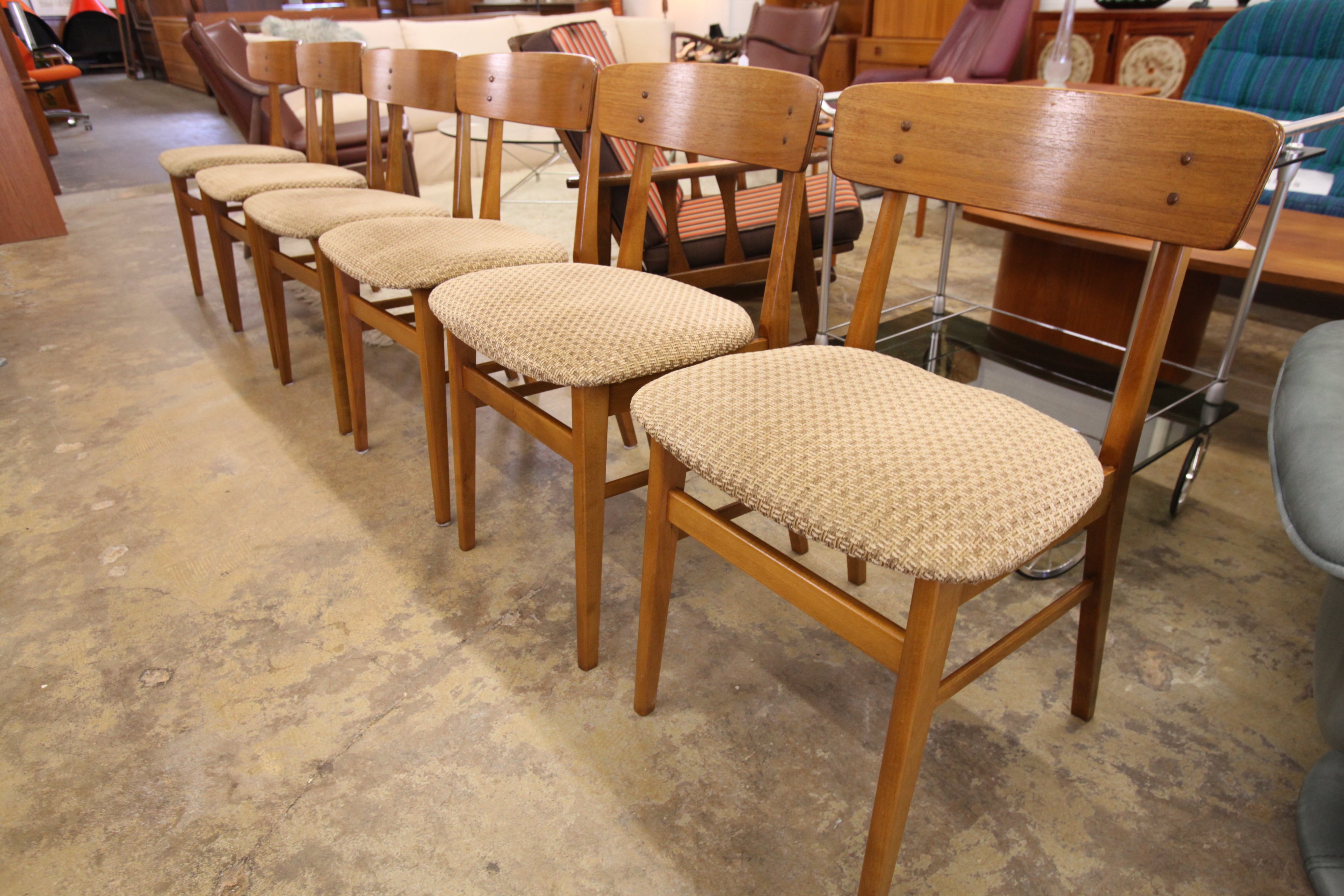Set of 6 Beautiful Danish Farstrup Wood Back Chairs