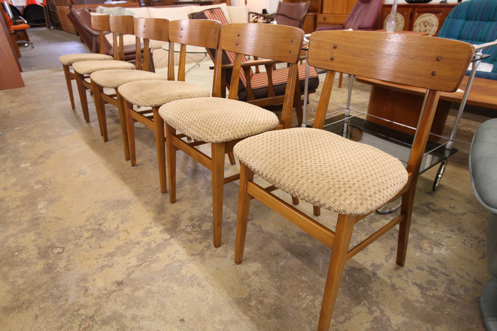 Set of 6 Beautiful Danish Farstrup Wood Back Chairs