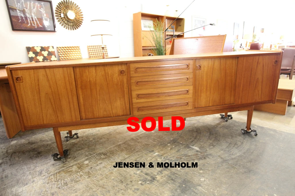 Large Vintage Danish Jensen & Molholm Teak Sideboard (94.5"W x 19.75"D x 32.5"H)