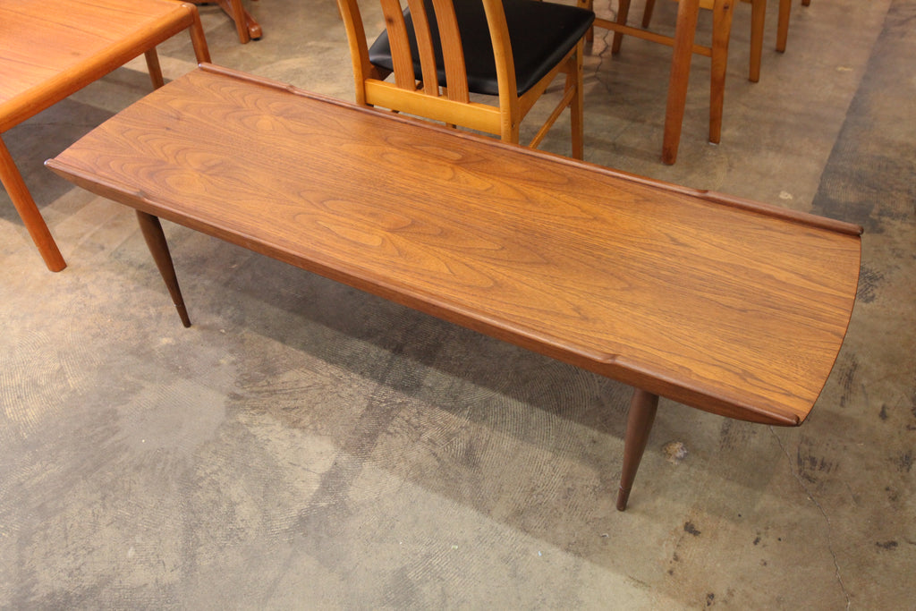 Vintage Walnut Surfboard Style Coffee Table (60"L x 19"W x 15.5"H)