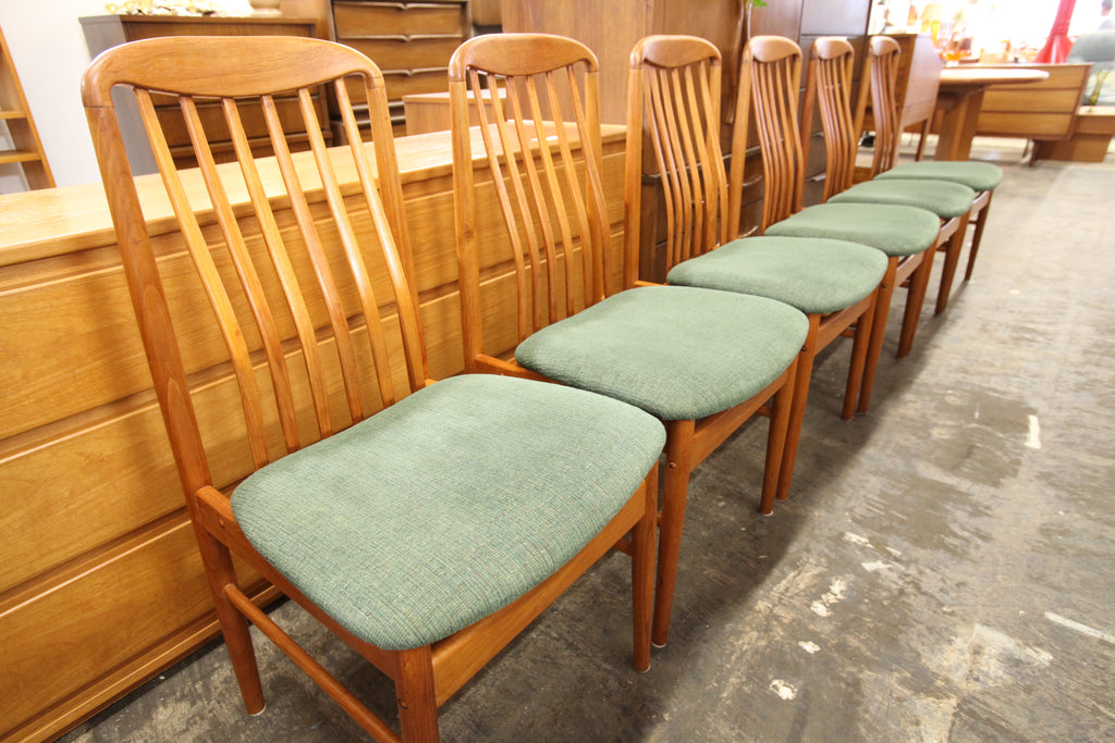 Set of 6 Vintage Teak Dining Chairs (37"H x 19"W x seat 18.5"H)