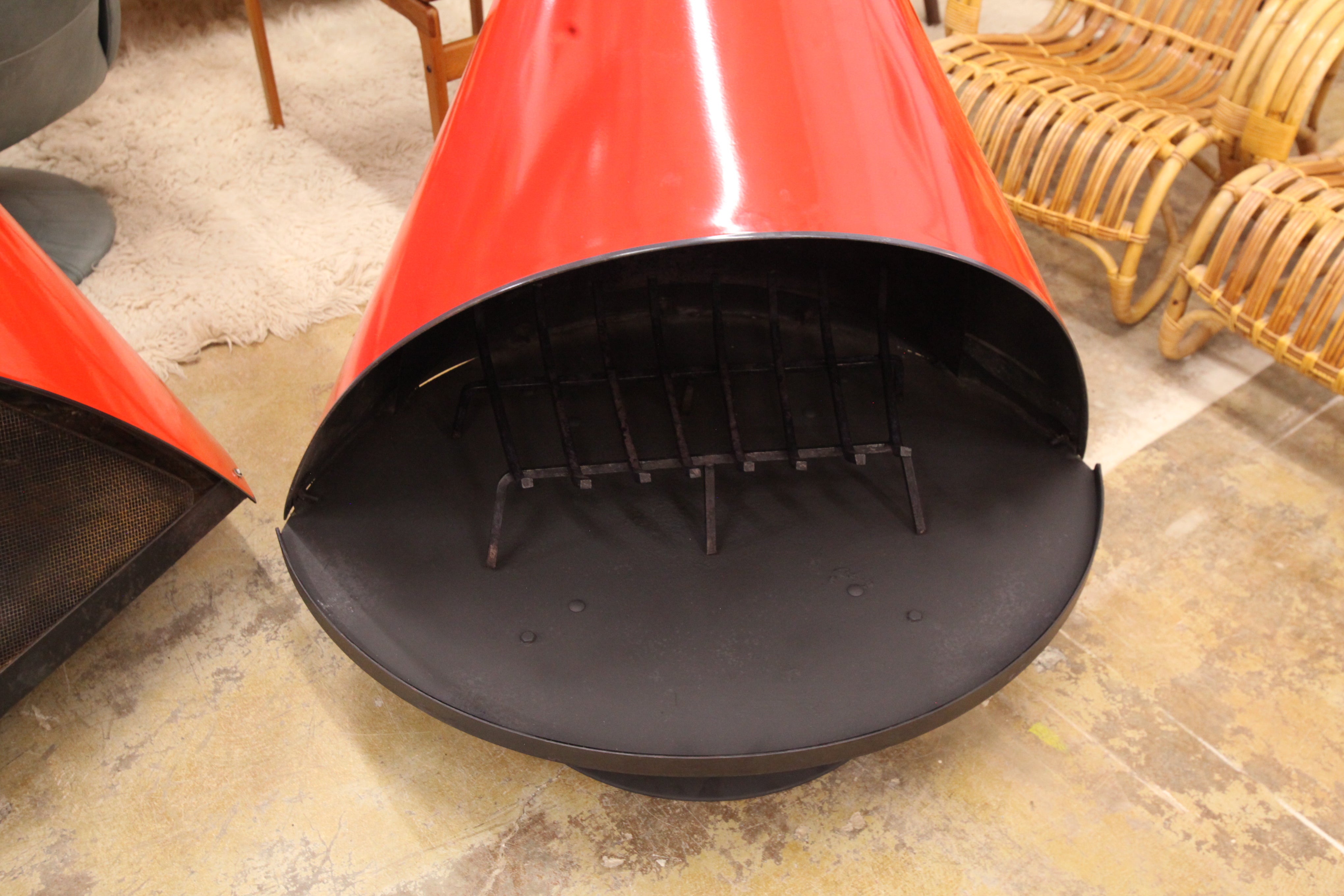 Vintage Red MCM Acorn Fireplace (41"W x 31"D x 71.5"H)
