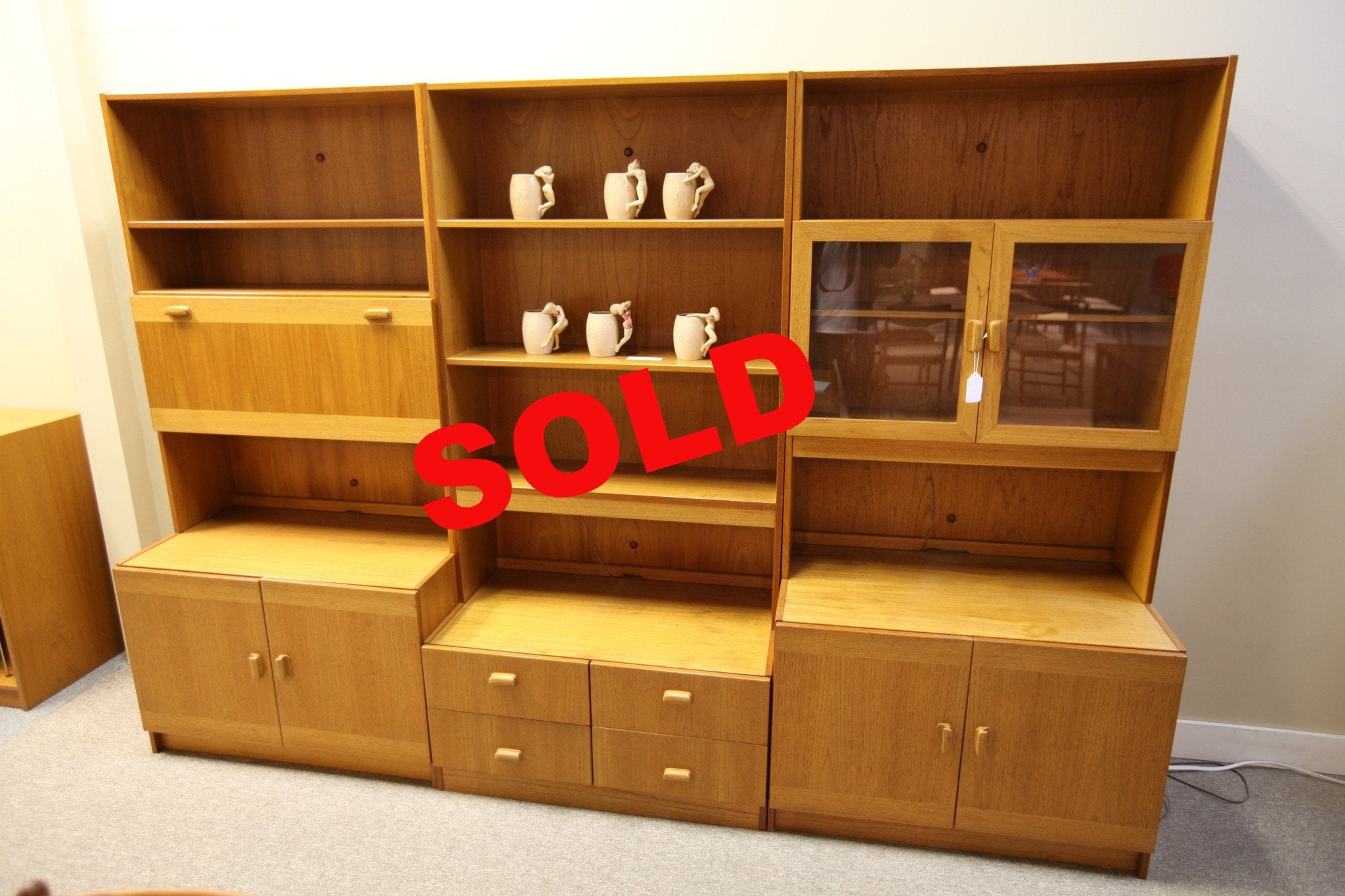 Teak Wall Unit (3 sections each sold separately) (35" x 71.25")