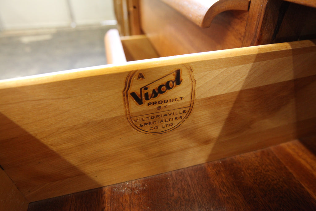 Beautiful Vintage Walnut 9 Drawer Dresser by Viscol (70"w x 18.75"D x 30"H)