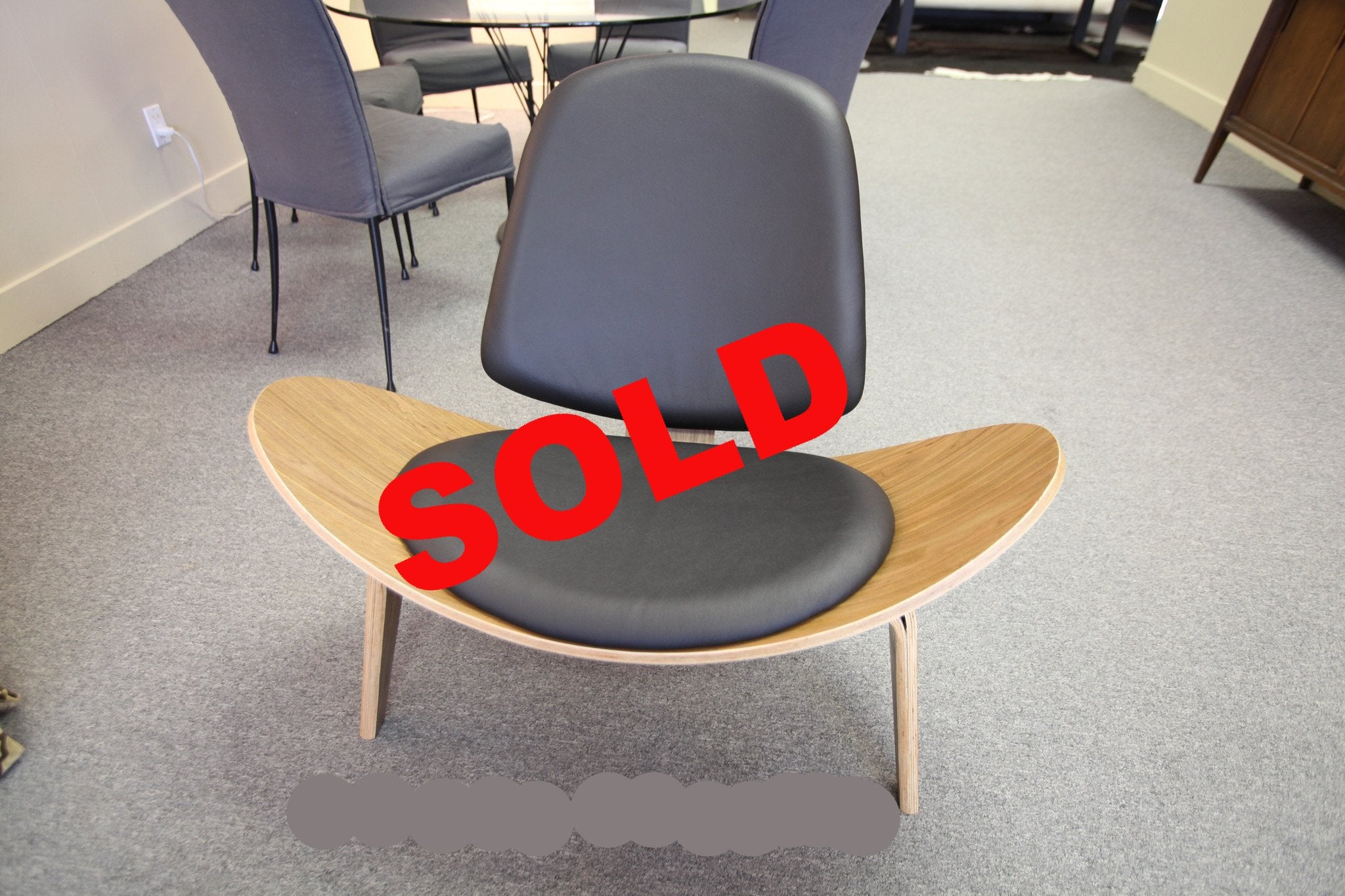Black Leather Shell Chair (Replica)  (Back in stock in September)