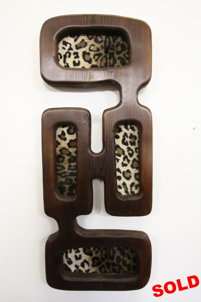 Dark Wood Shapes with Leopard Print (27.5"H x 11"W)