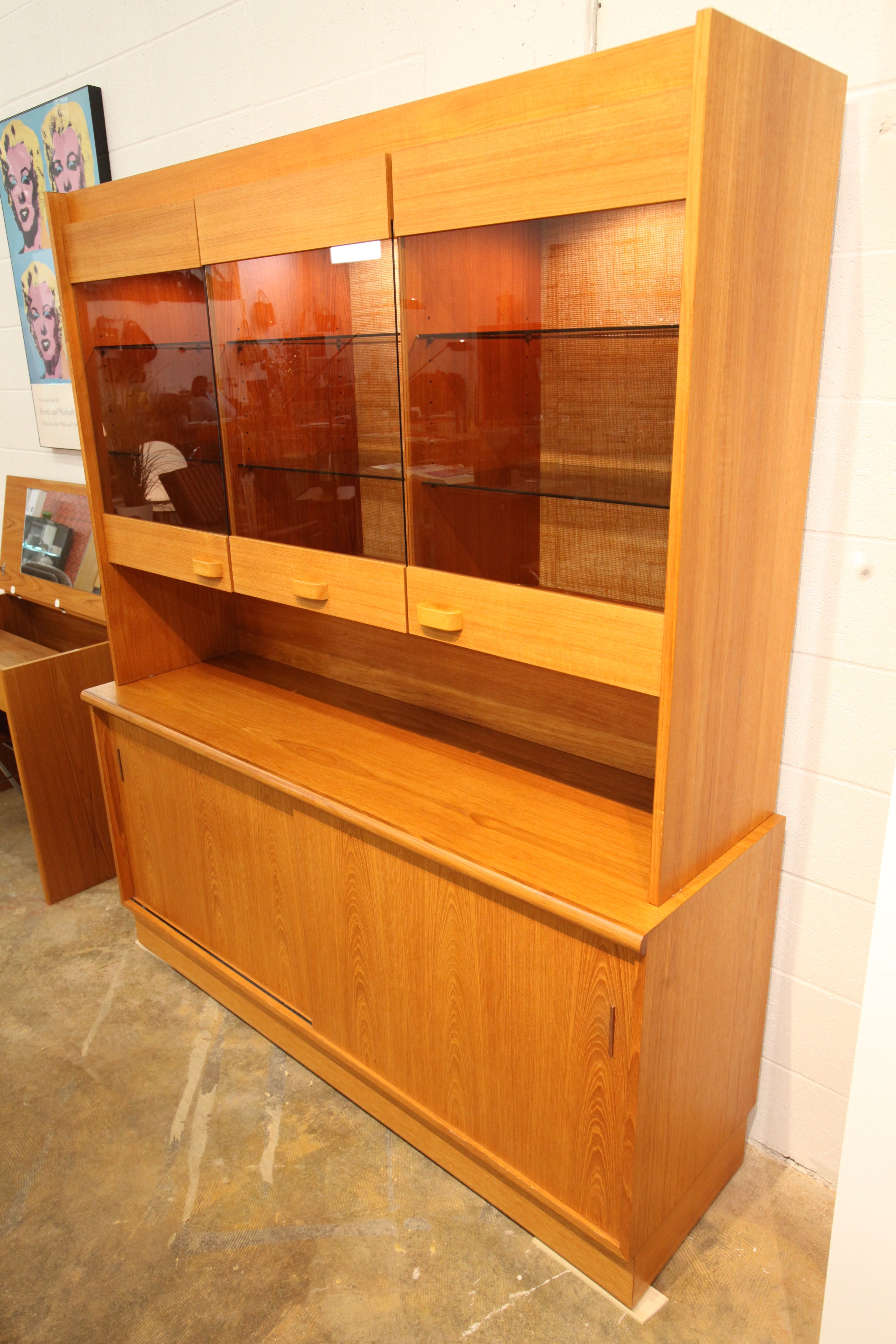 Vintage Teak Buffet and Hutch by RS Associates Montreal (61.75"W x 18.25"D x 73"H)