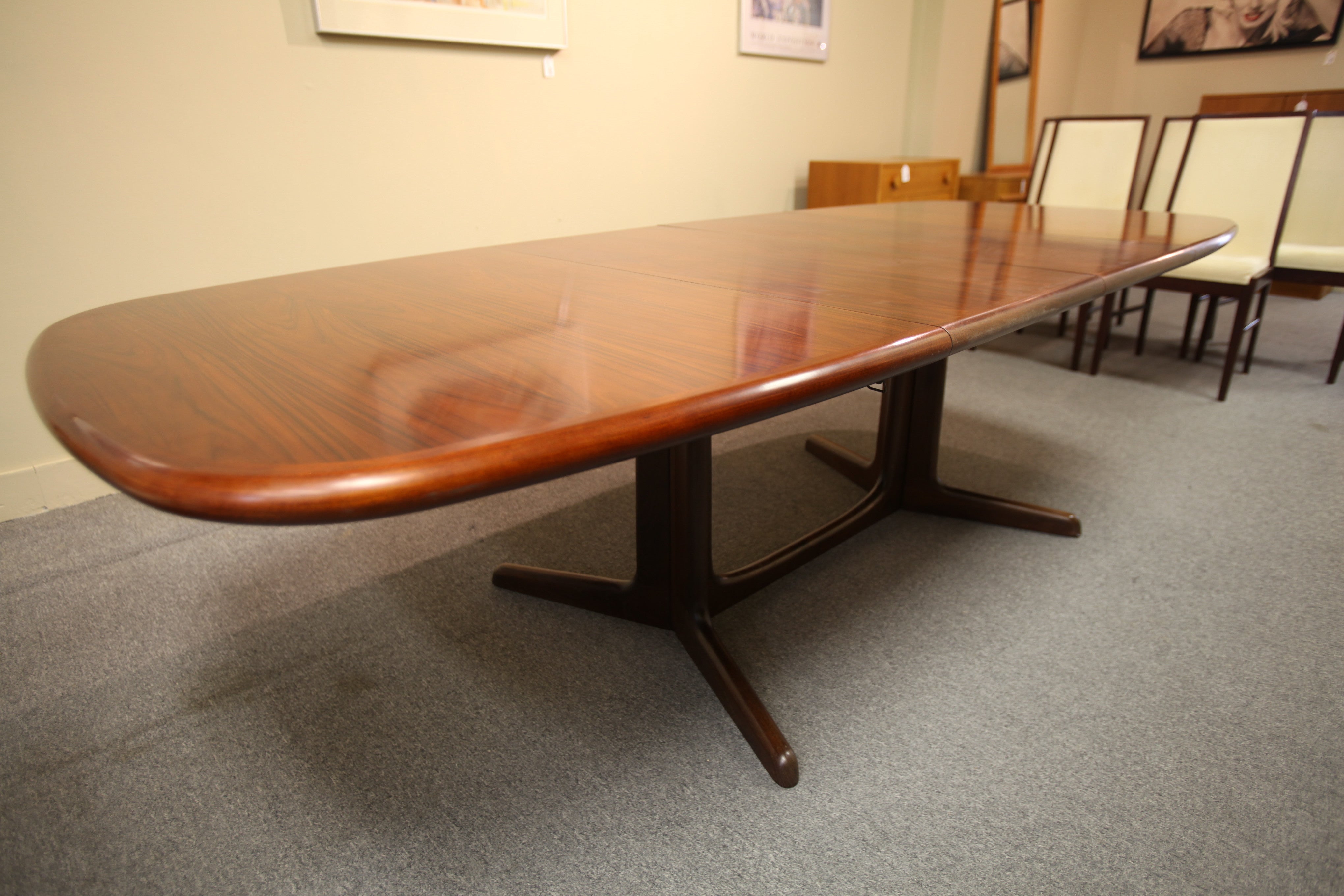 Danish Rosewood Dining Table (Gudme Mobelfabrik) 102"x41.5" with (2) leafs.