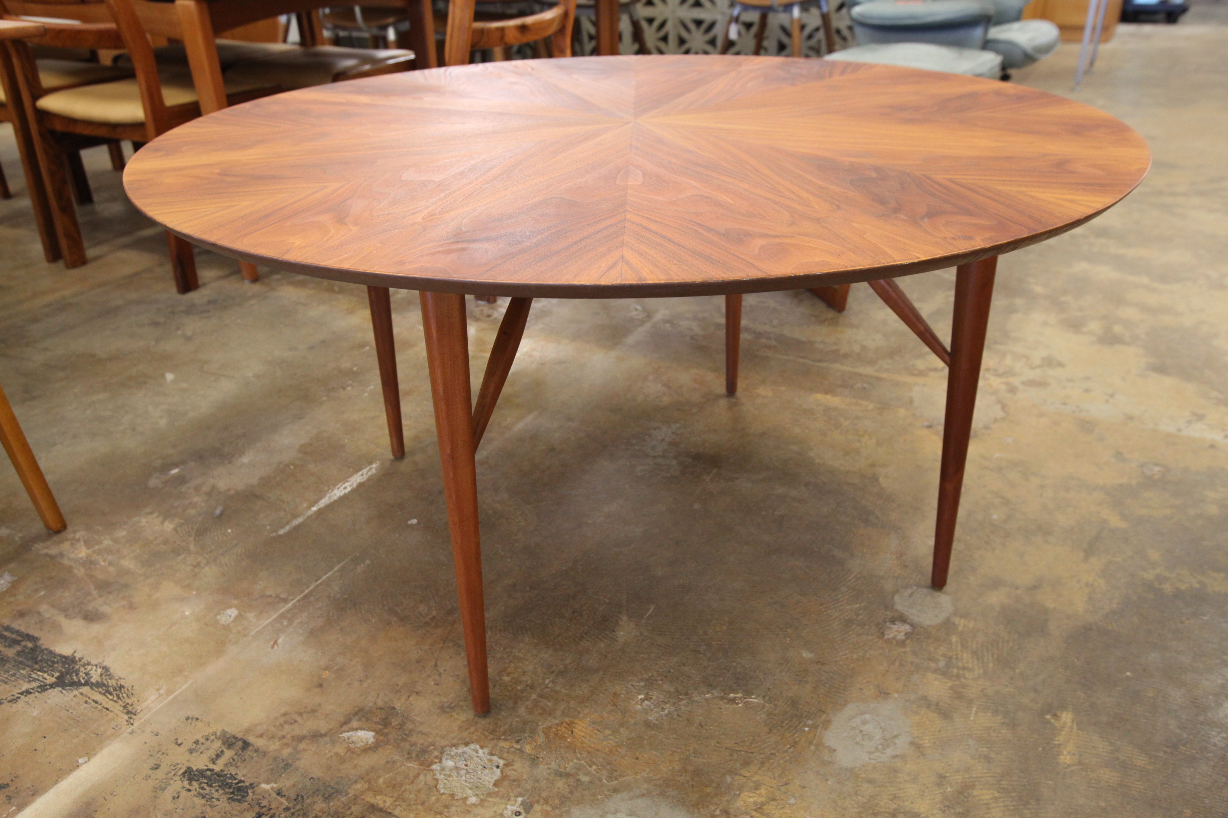 Stunning Oversized Vintage Round Teak Side Table (48"Dia x 24.25"H)