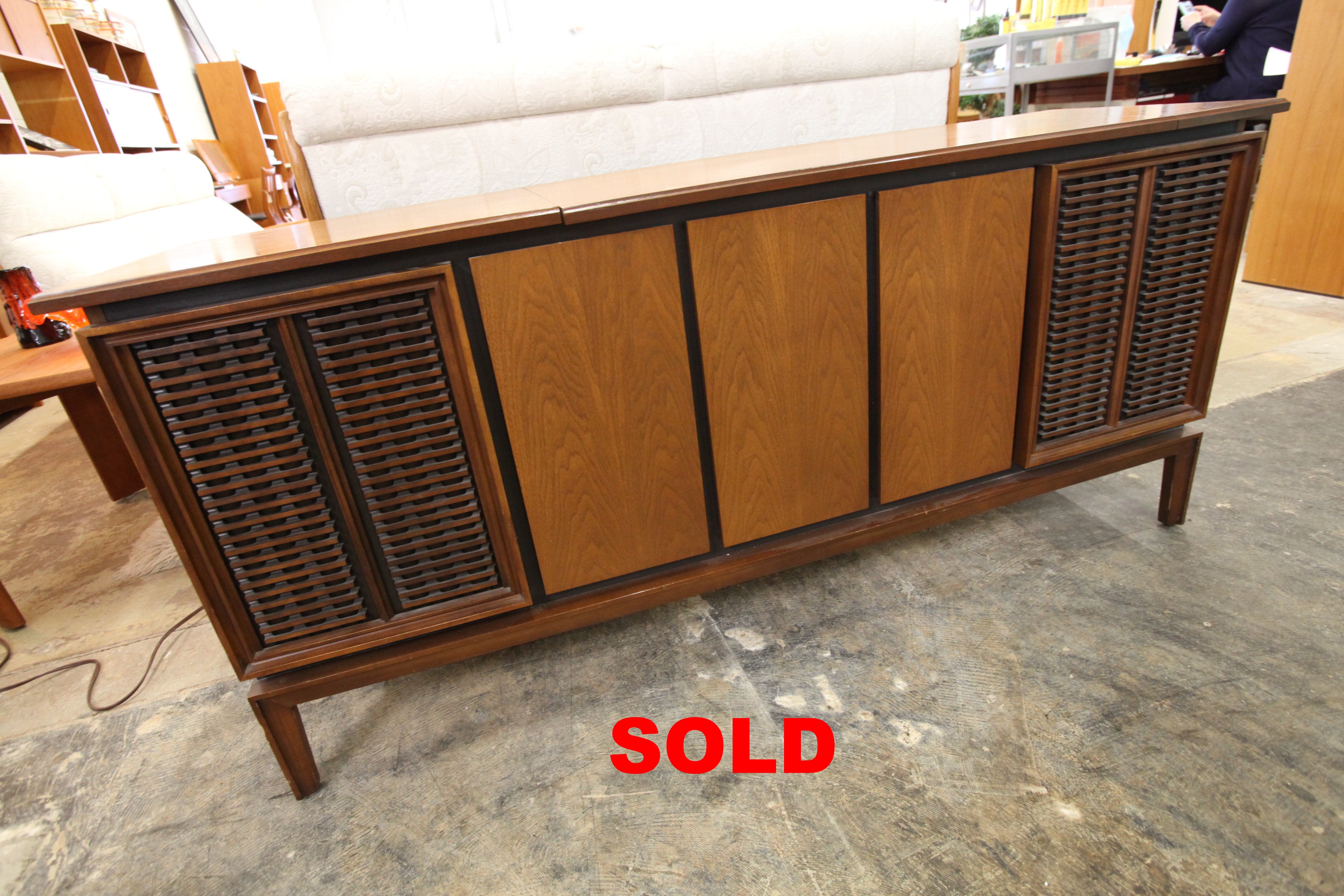Vintage Phillips Console Stereo Cabinet (60"W x 27.25"H x 17"D)