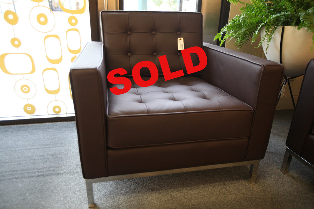 Knoll Leather Replica Single Seat Chair (BROWN) (32x32)