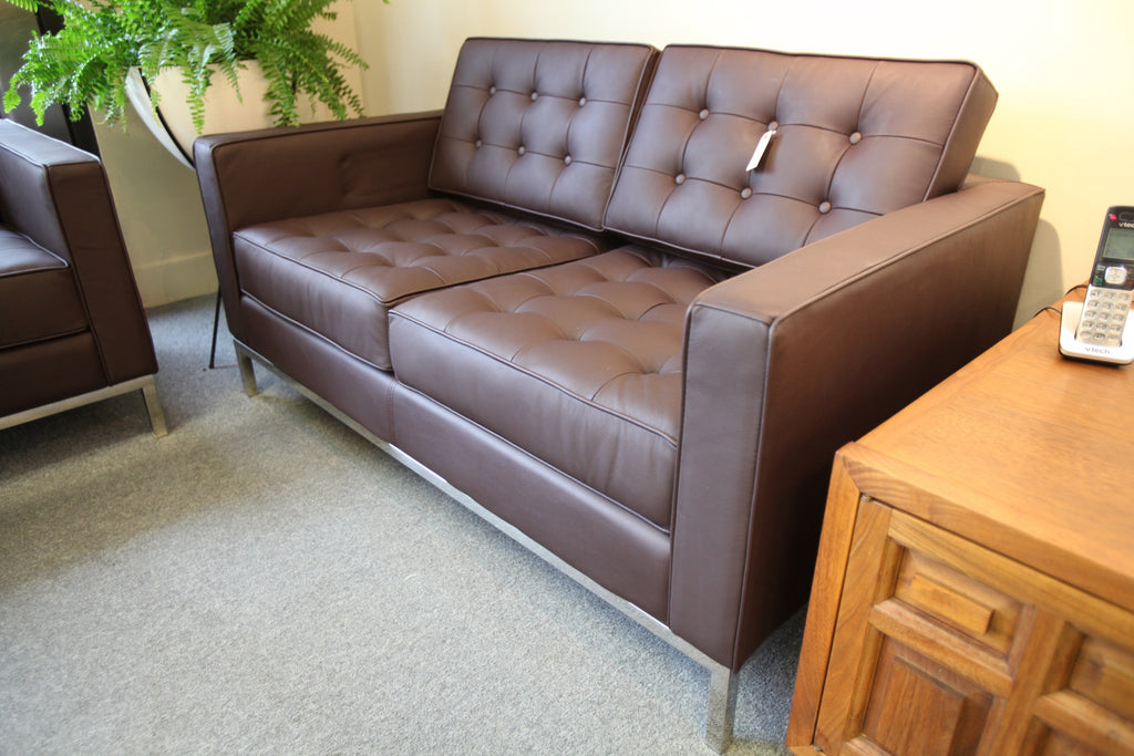 Knoll Leather Replica 2 Seater Sofa (BROWN) (56.5"x32")