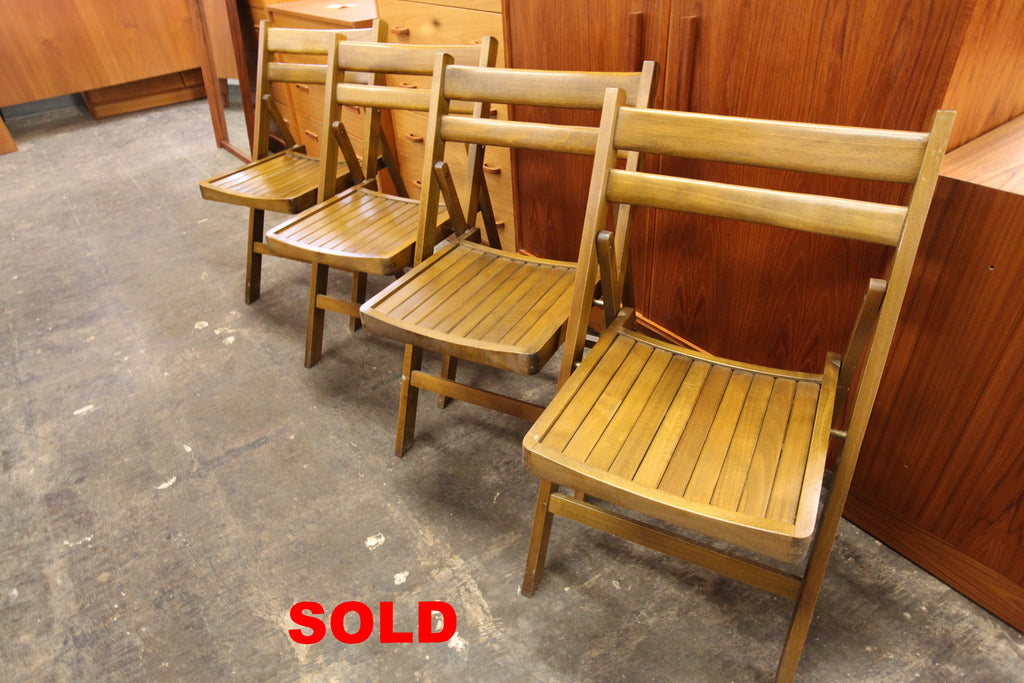 Set of 4 Vintage Folding Chairs (Made in Poland)