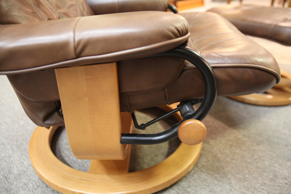 Palliser Leather Recliner Chair and Ottoman (One Available)