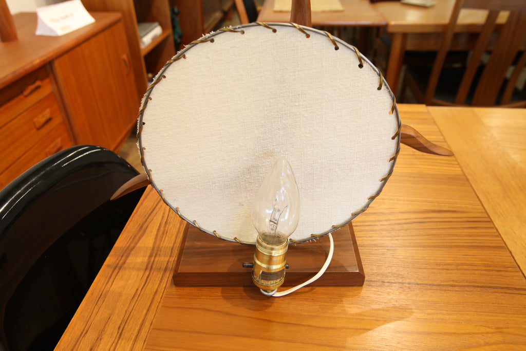 Unique Vintage Teak Bird Back Lit Lamp (15"W x 13.25"H)