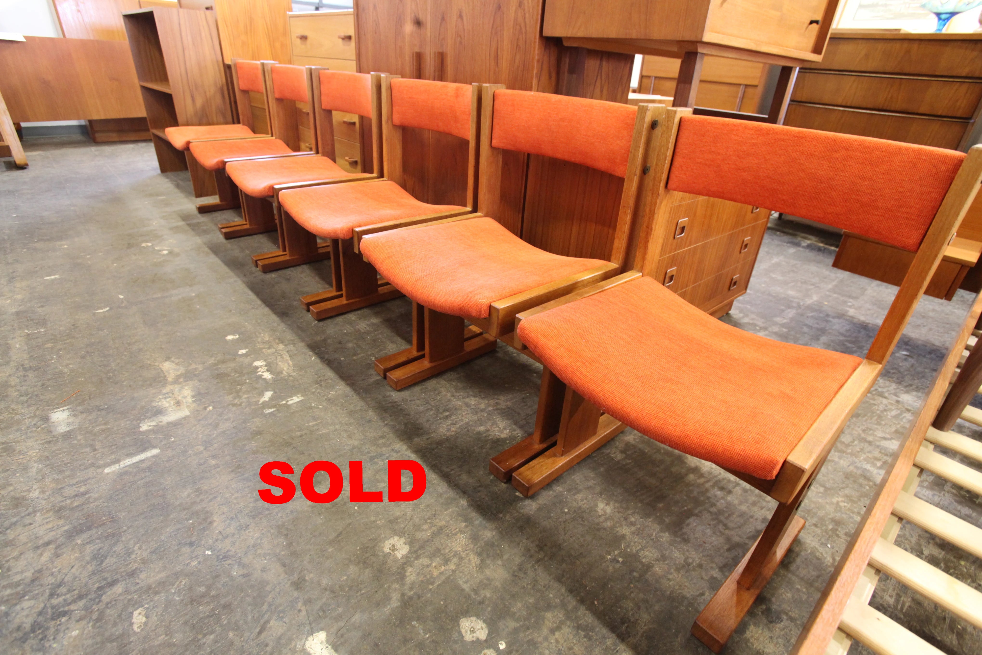 Amazing Set of 6 Gangso Mobler Solid Teak Dining Chairs (New Upholstery)